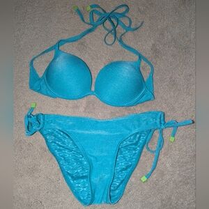 Blue Oakley Halter Bikini Set